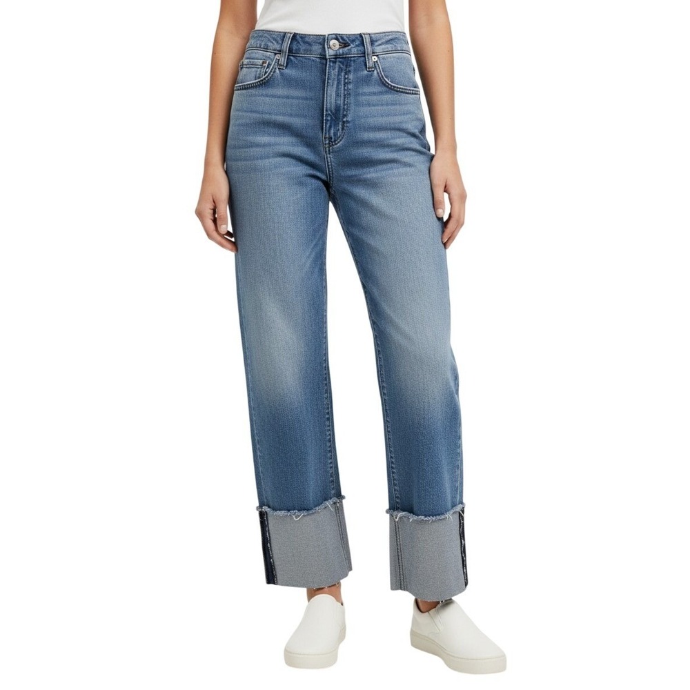 Wisteria Lane High-Rise Straight Leg Cuffed Ankle Jeans‎ Women's Size S - 25x26